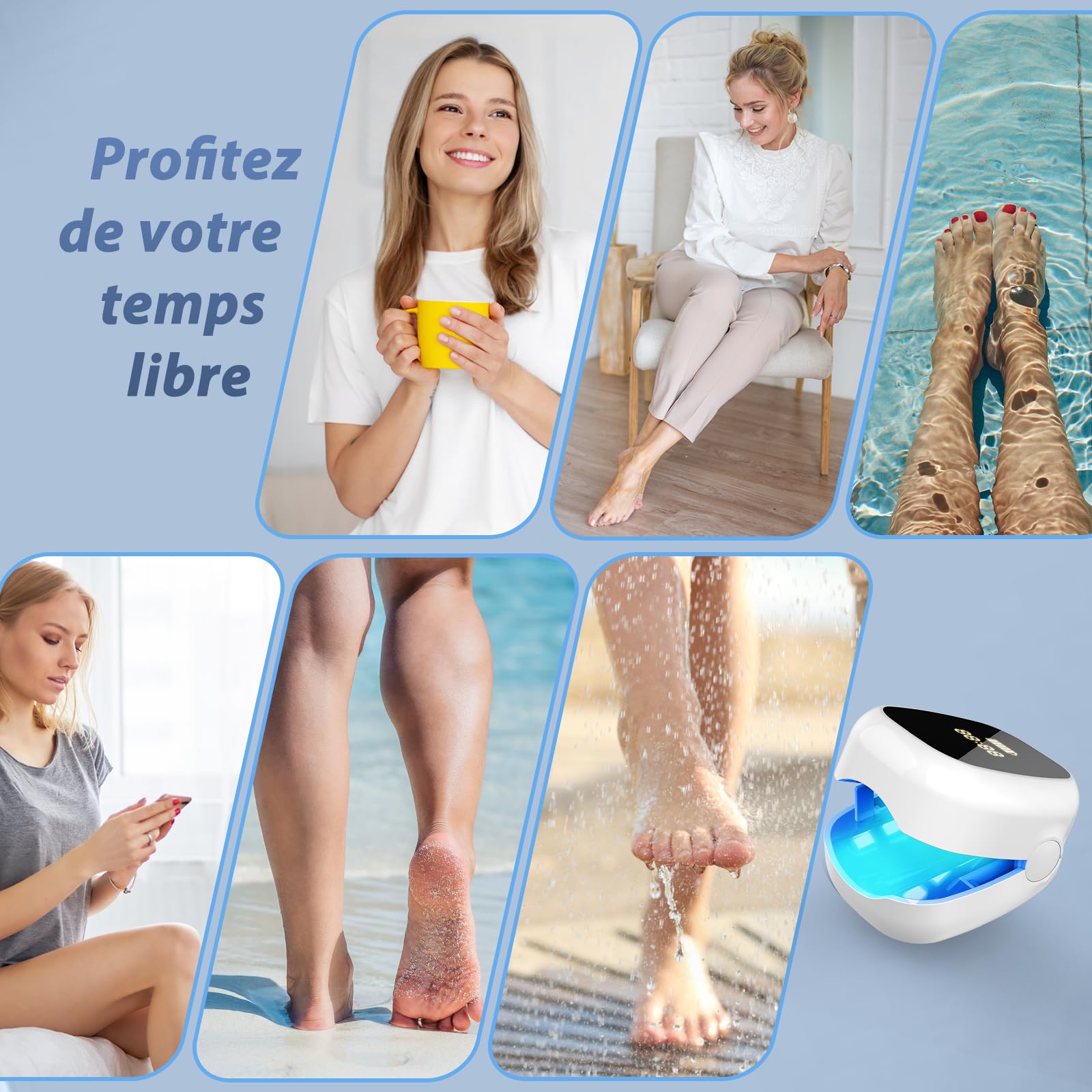 Laser Mycose Ongle Pied - Appareil Mycose Ongle Pied avec Laser Ongle à Doubles Longueurs d’Onde et Affichage de l’Heure pour le Traitement d’Appoint de la Mycose Ongles des Pieds, Blanc