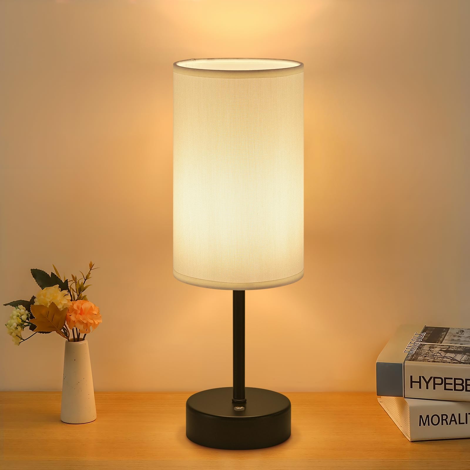 Cordless Rechargeable Table Lamp, 5000mAh Battery Bedside Lamp with Touch Dimming & Brightness Memory, Portable LED Lamp, Warm 2700K Small Dimmable Lamps for Bedroom, Living Room, Indoor โ Black โ image 1