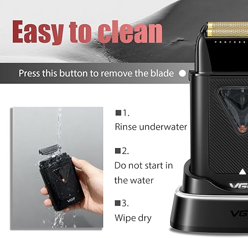 Miniatura 5 de VGR Afeitadora de aluminio 334 para hombres, maquinilla de afeitar eléctrica profesional para afeitar la cara y la cabeza calva, motor vectorial de