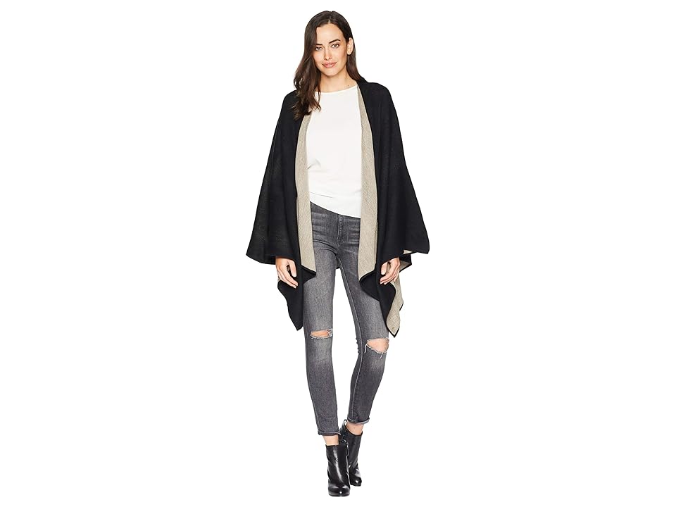 

Calvin Klein Reversible Solid Shawl (Black/Heathered Almond) Women's Clothing