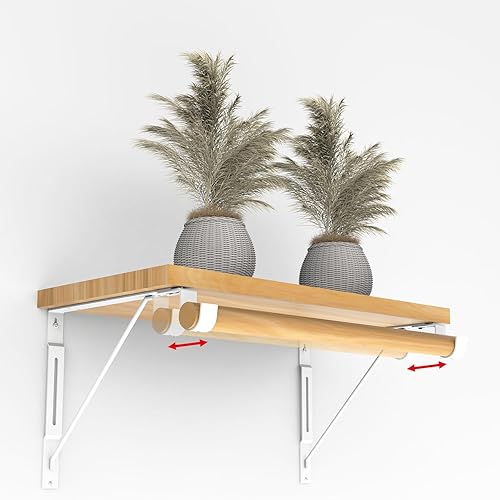 Miniatura 6 de Eau - Estante de armario con gancho ajustable y soportes para barra, 4 paquetes de soporte de barra de armario resistente blanco para almacenamiento