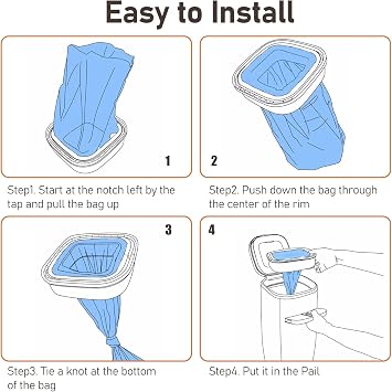 Square Starter Refills Disposal Bags Refill Compatible with Diaper Genie Compact, Classic and Select Pails, Hold Up to 165 Newborn-Sized Diapers Per Refill, 6 Pack