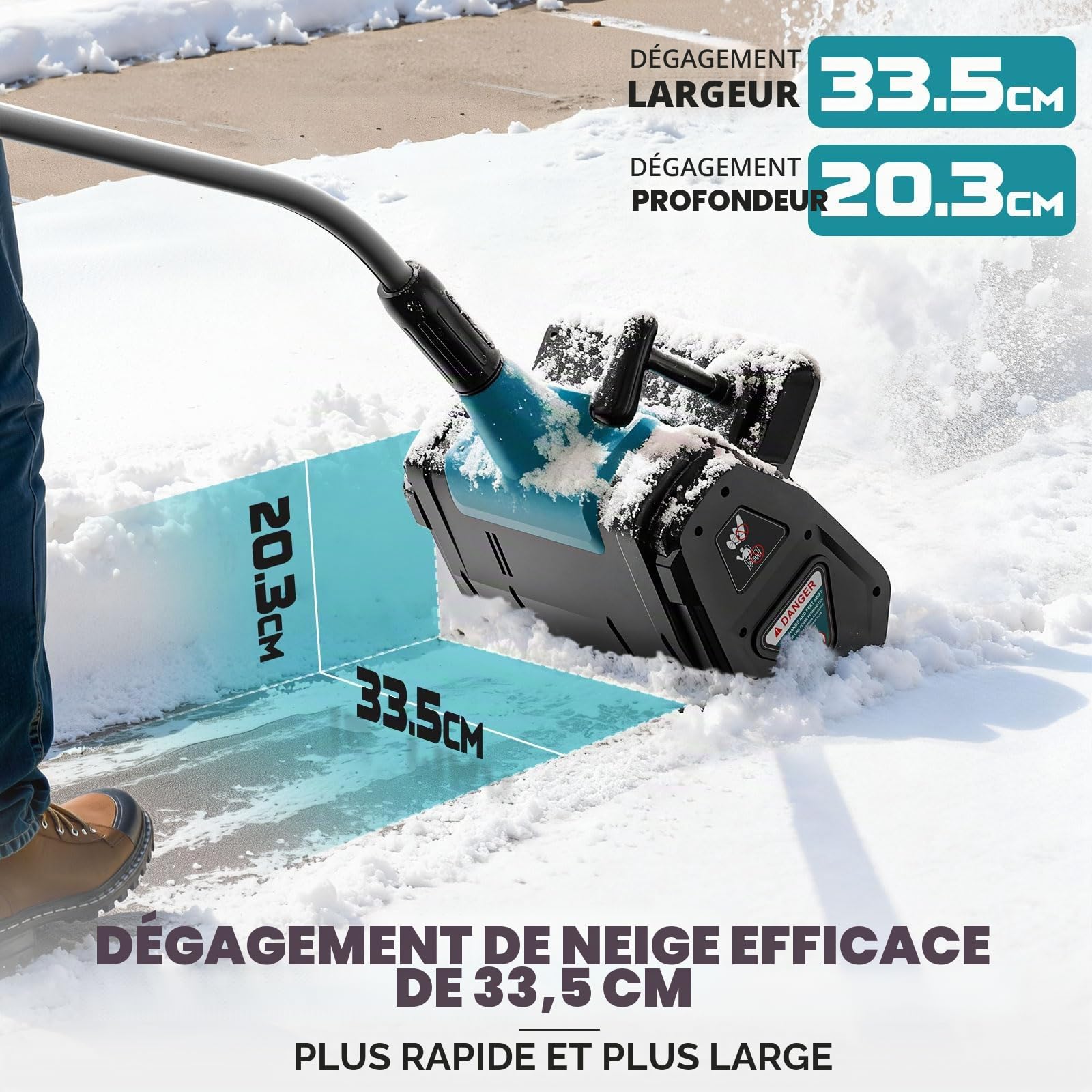 Ecarke Fraise à Neige sans Fil Compatible Makita 18V, Moteur Brushless 1000W, Hauteur 20 cm, Largeur 33,5 cm