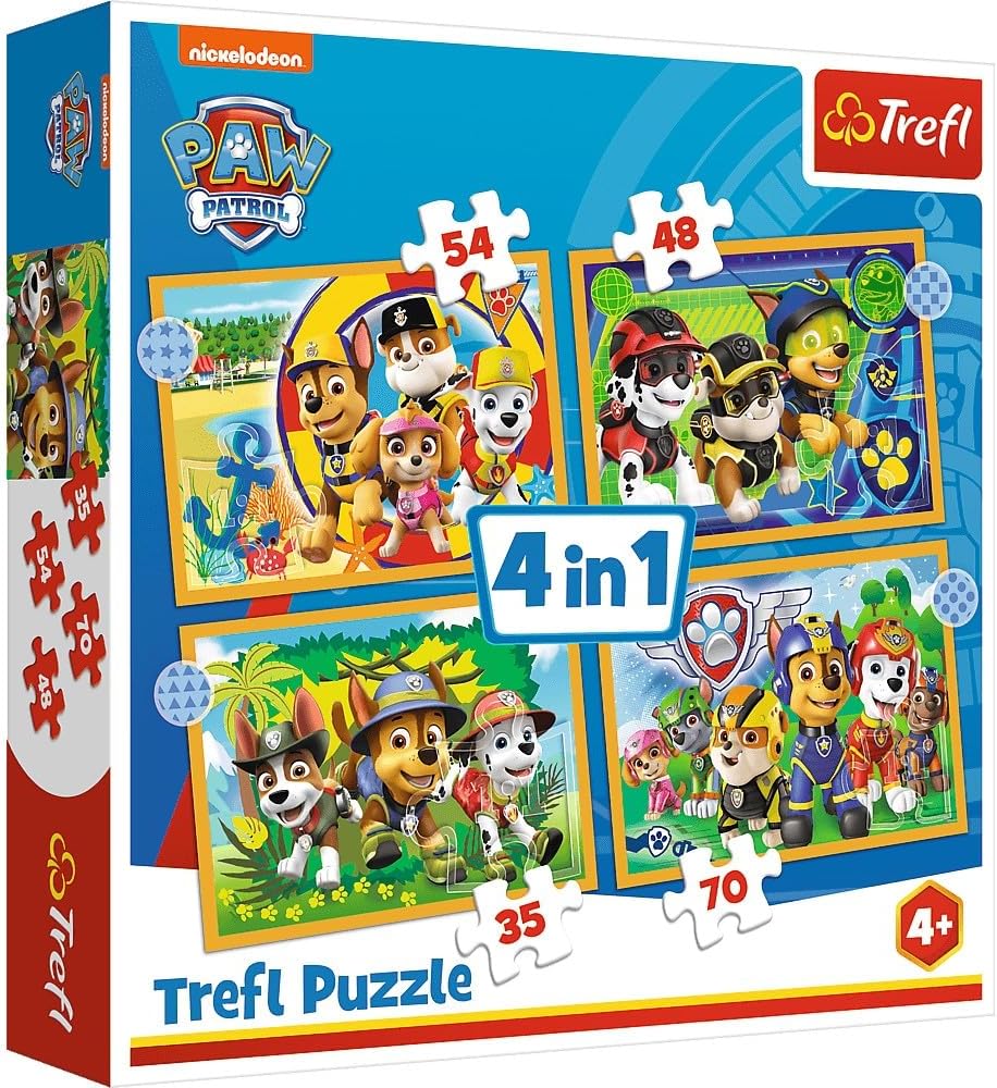 Trefl Holiday Paw Patrol Puzzles 4 in 1 Printing for Children from 4 Years