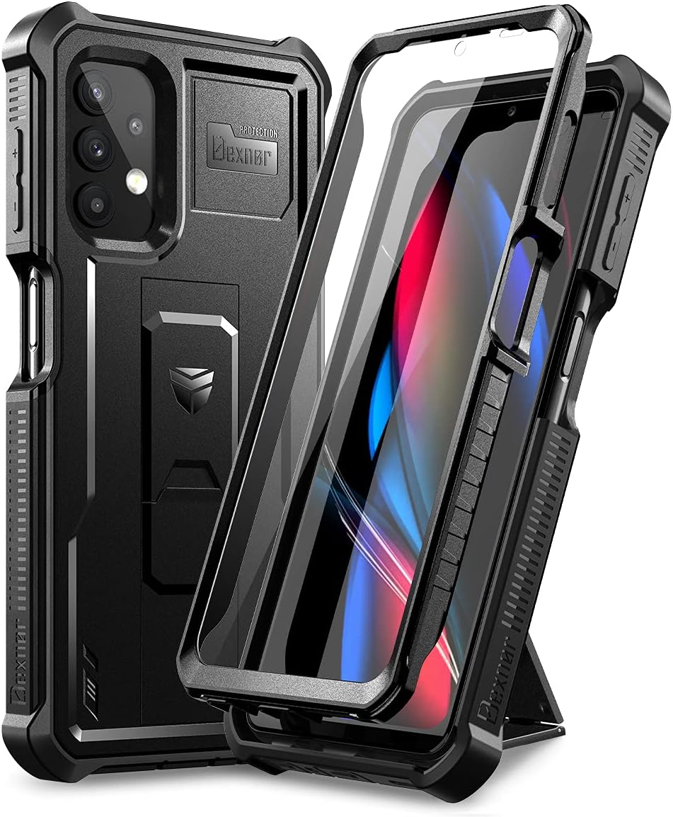 Dexnor for Samsung Galaxy A32 5G Case, [Built in Screen Protector and Kickstand] Heavy Duty Military Grade Protection Shockproof Protective Cover for Samsung Galaxy A32 5G Black