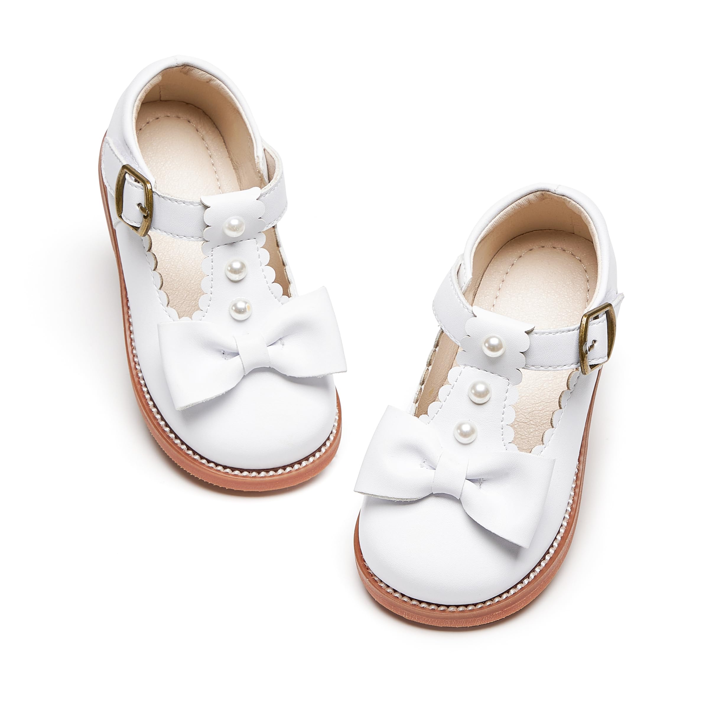 PHIRAMIN Toddler Flower Girl Dress Shoes - Little Girl Mary Janes Flats Wedding
