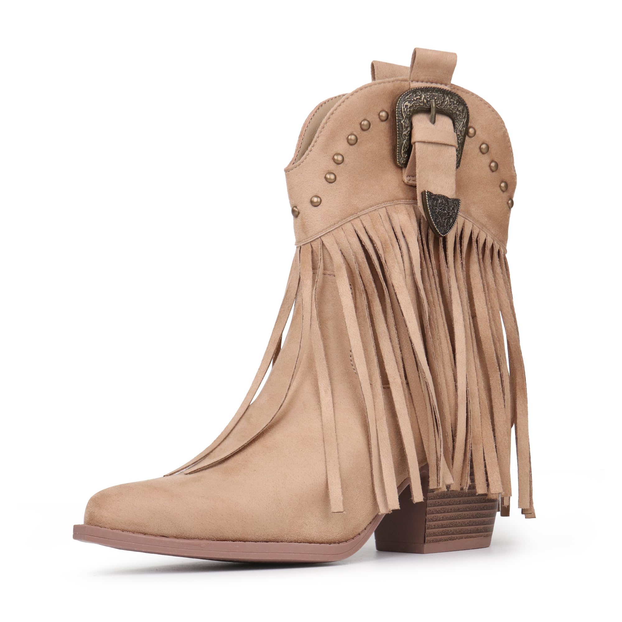 Hawkwell Bottes de cowboy à franges pour femme - Bottes de cowboy à enfiler - Bottines western