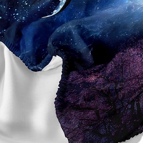 Miniatura 4 de XYNHML Juego de sábanas de lobo, juego de ropa de cama con diseño de galaxia y luna nocturna y lobo aullador, juego de cama para niños y