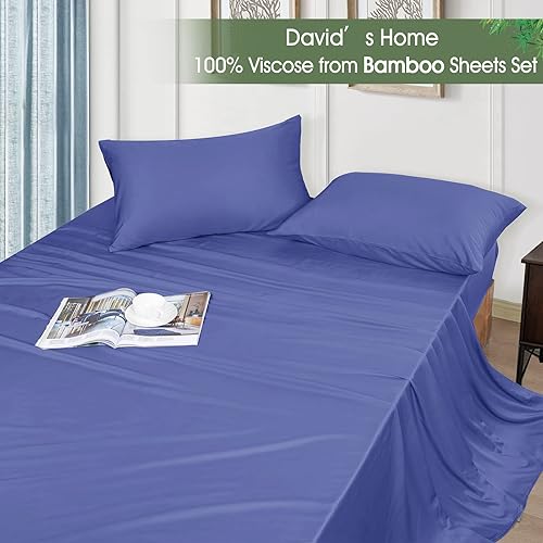 Miniatura 8 de David's Home Juego de sábanas refrescantes de 100 % rayón derivado de bambú, sedosas, suaves, transpirables para personas que duermen con calor,