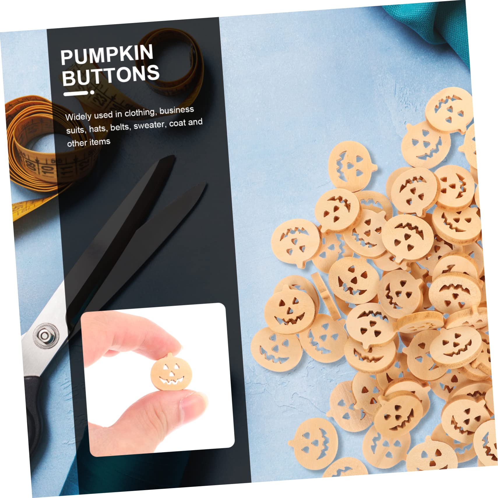 NUOBESTY 5 Set Di Bottoni Spaventosi A Forma Di Zucca Di Halloween Bottoni in Legno Set Di Per Abbigliamento A Forma Di Zucca Confezione Da 100 Pezzi*5