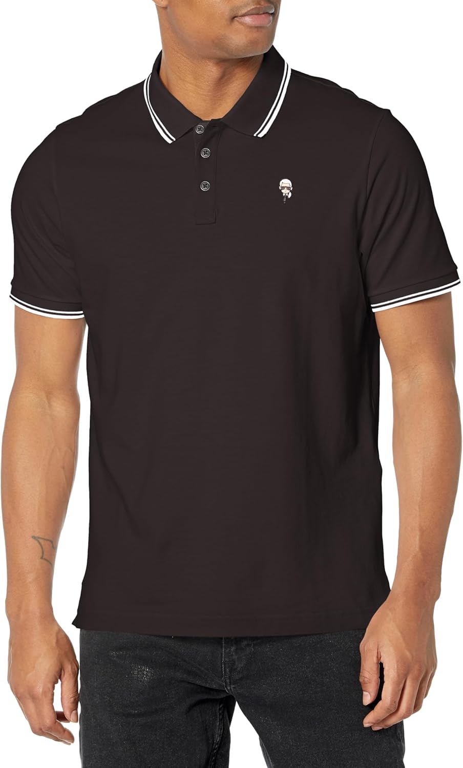 KARL LAGERFELD Paris Men's Sportswear Polo,Black,X-Large