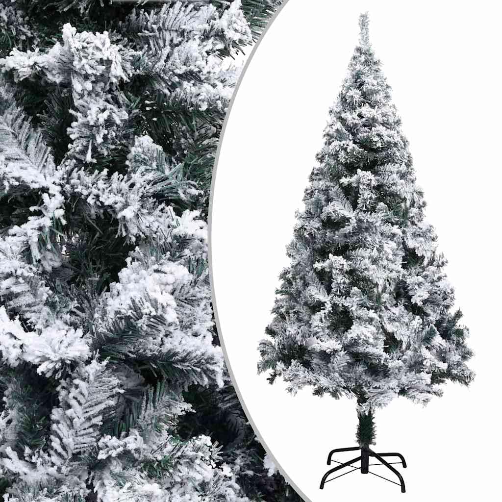 Sapin de Noël artificiel enneigé vert 150 cm PVC avec support en métal