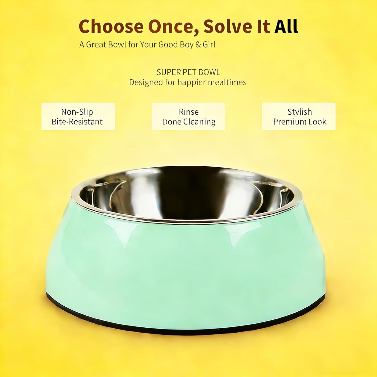 2-in-1 Detachable Stainless Steel Pet Bowls for Dogs Cats - Stackable Food & Water Bowl Set with Non-Slip Base - Dishwasher Safe Whisker-Friendly Dog Bowls - 7 Colors 4 Sizes (Green)
