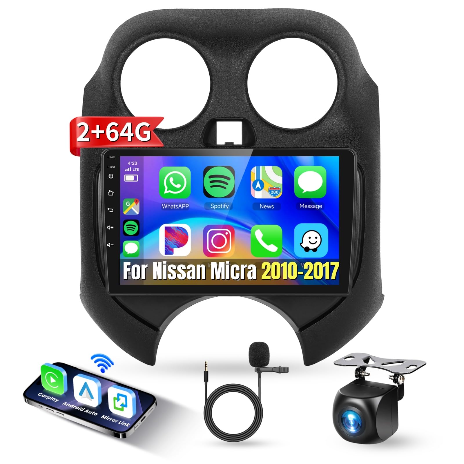 Cámara De Marcha Atrás Inalámbrica Podofo Con Monitor De 5″ – Señal Digital, Visión Nocturna, IP69, Ventosa, Para Autocaravanas Y Camiones