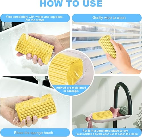 Miniatura 7 de Esponja limpiadora húmeda, paquete de 4 borradores de esponja mágica para limpieza del hogar, suministros de limpieza reutilizables para limpieza