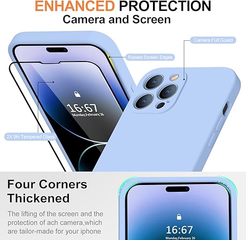 Miniatura 10 de TISOOG Funda compatible con iPhone 14 Pro Max, con 2 protectores de pantalla de vidrio templado 9H, protección de cámara forro de microfibra Funda