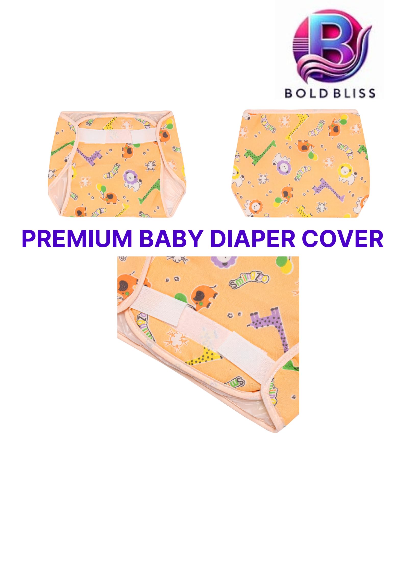 Bold Bliss Reusable Baby Cloth Diaper with Soft Inner Lining | Washable & Adjustable | Leak-Proof, Eco-Friendly | Unisex β Pack of 3 Multicolor (0-2 Years) (XXL) 2