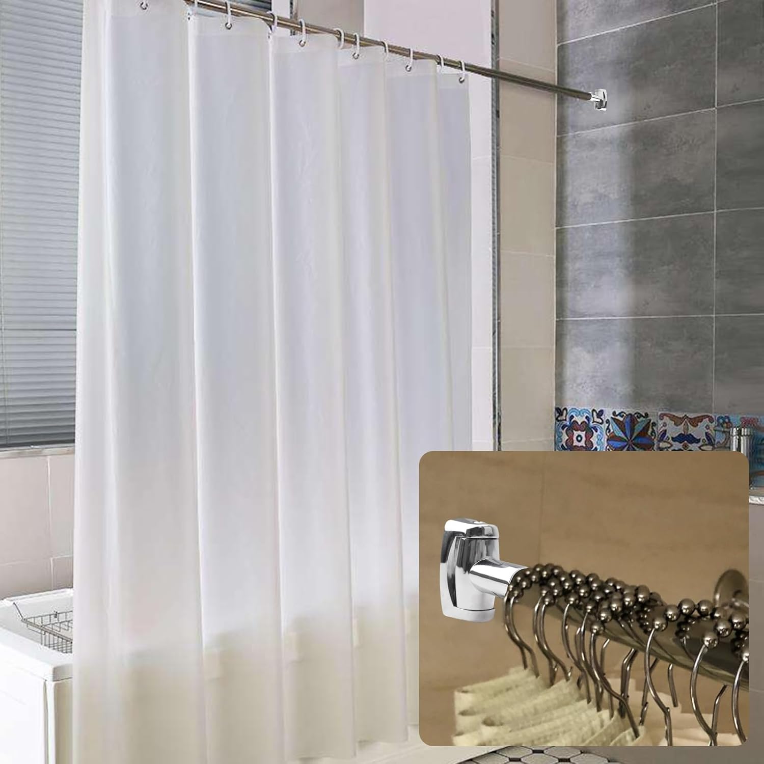 Shower Curtain Rod Bracket, 2Pcs Alloy Shower Curtain Rod Single Swivel Flange Easy Installation Heavy Duty Curtain Rod 180° Rotation Bracket with Screws-22mm (Silver)