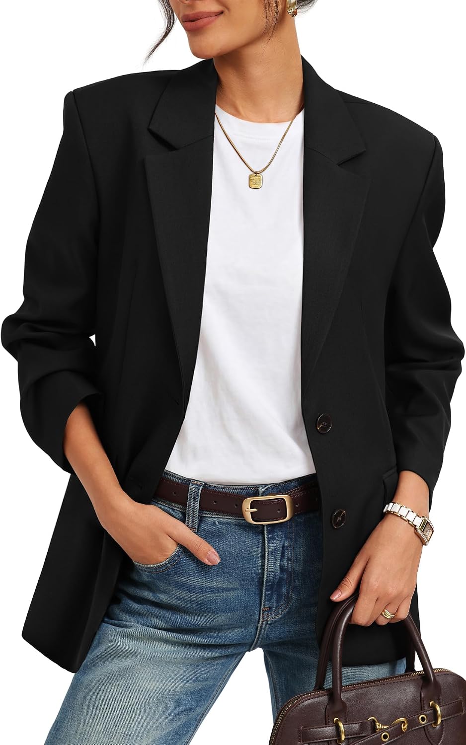 GRACE KARIN Women's Blazer Business Casual 2026 Fall Work Office Suit Jackets Long Sleeve Lapel Open Front with Pockets