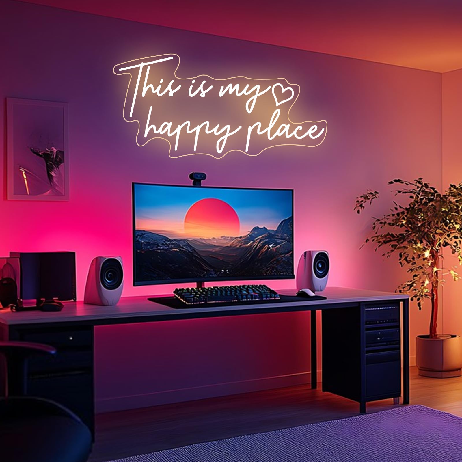 This is My Happy Place Neon Sign Dimmable Warm White LED Neon Light Aesthetic Room Decor for Teen Girls Neon Light Signs for Bedroom Salon,College Dorm - Image 4