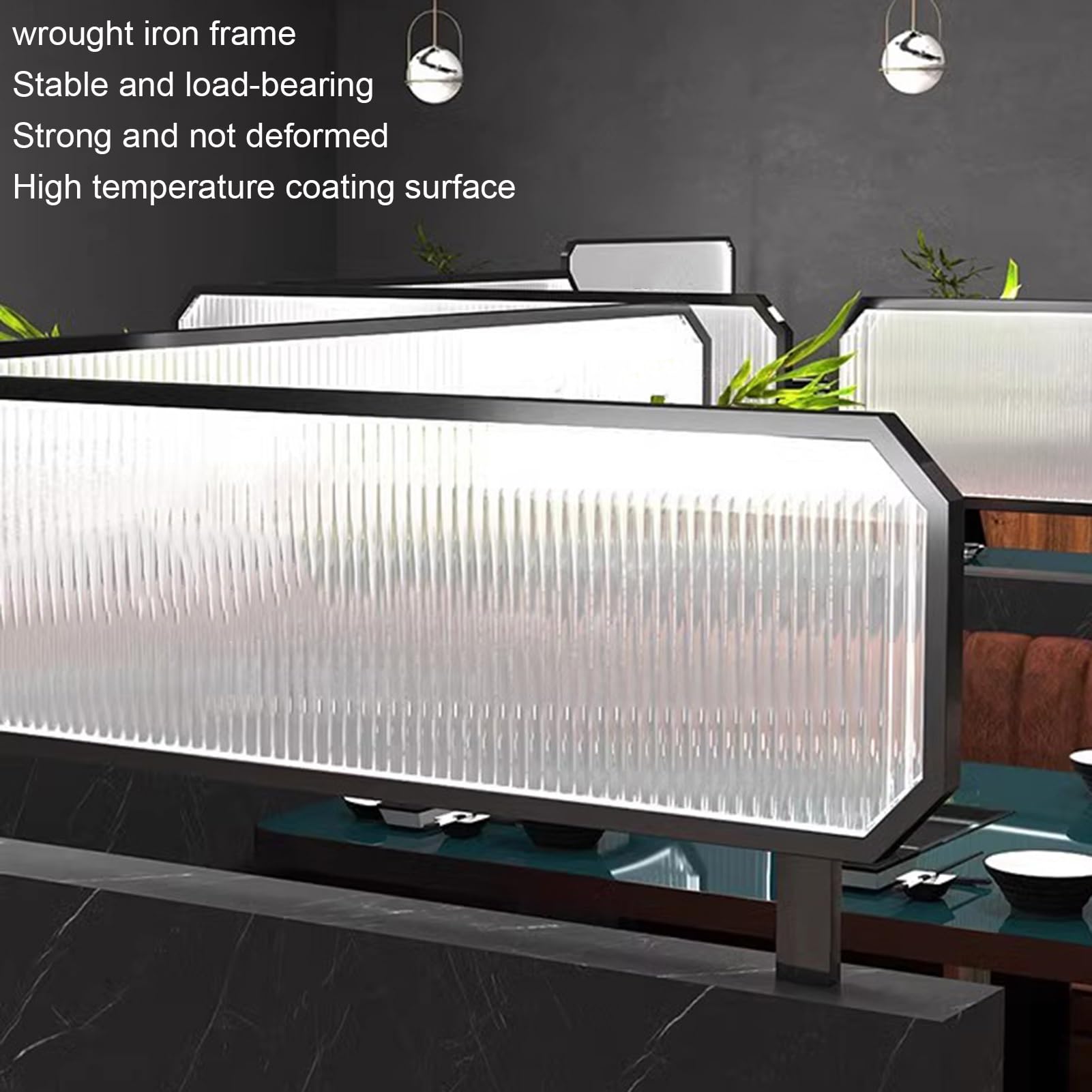 Genérico Mampara de Vidrio con Rayas Negras - Divisor de Comedor de 30 cm de Alto, mampara de privacidad semiprivada para mesas, 120 x 30 cm, Barrera Baja para restaurantes y cafeterías