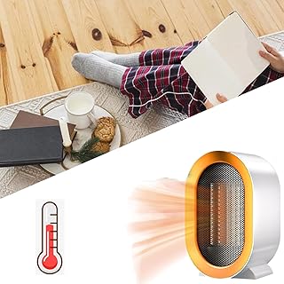 The Ultimate Heating Device,1200w PTC Heating Ceramic Desk Heater For Office Quiet,HEATFLUX Space Heater Indoor,Portable Heaters for Indoor Use，Safe Heater for Indoor (White)