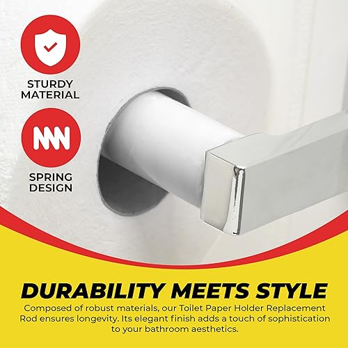 Miniatura 9 de Qualihome La primavera plástica universal verde cargó la barra del reemplazo del tenedor del rollo del papel higiénico, Rod verde del reemplazo del