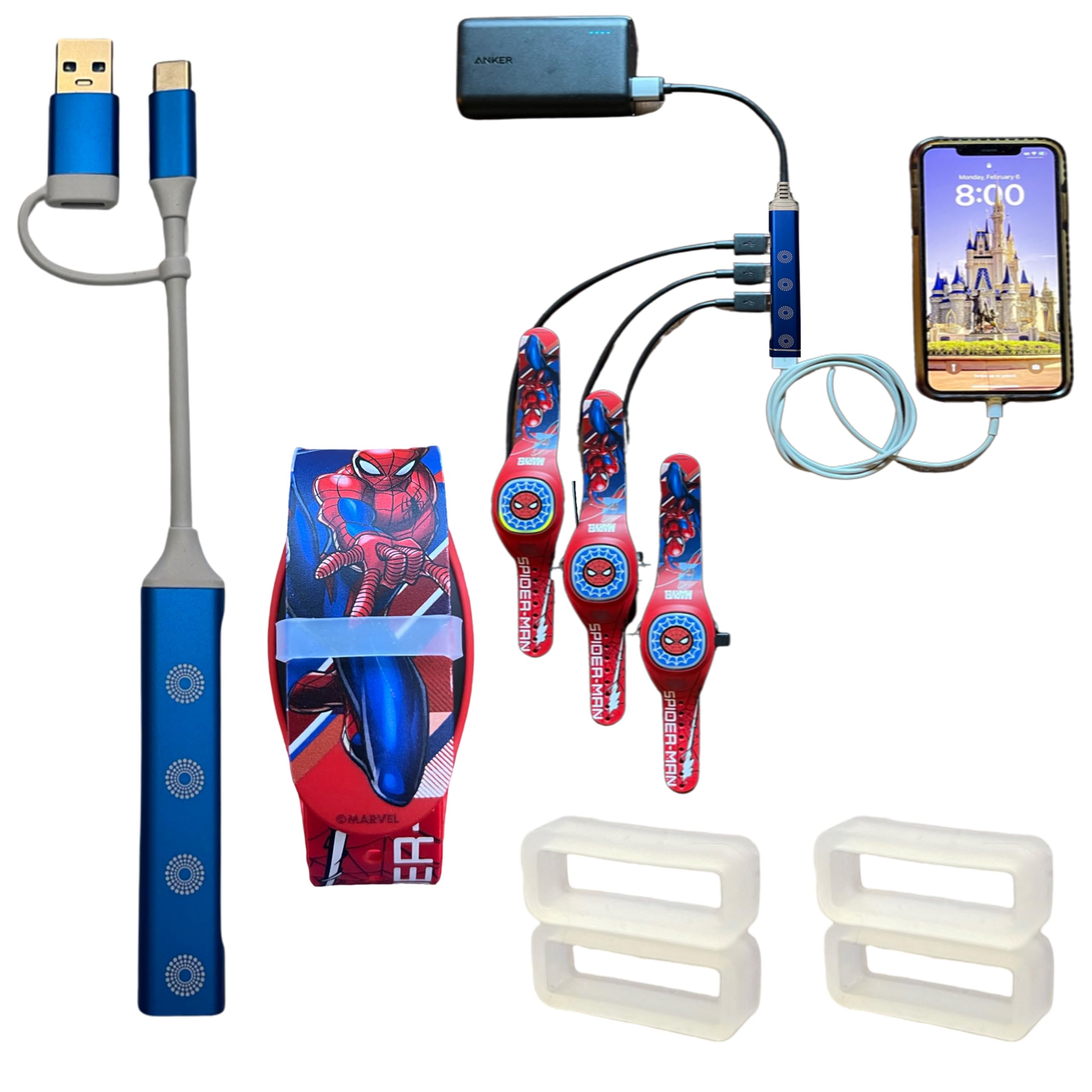 MultiCharger for MagicBand+, MagicBand + & Magic Band Compatible with FuelRod and Other External Battery. Disney World Accessories for Trip to Disneyland or Cruise (USB-A, 1-Pack)
