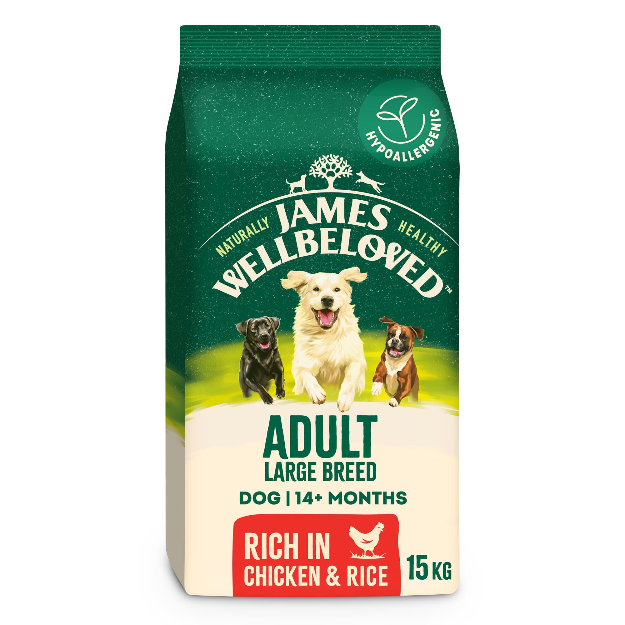 James Wellbeloved Large Breed Adult Dry Dog Food Rich in Chicken & Rice 15kg