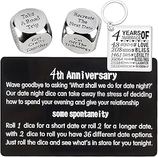 4th Anniversary for Him,4 Years Anniversary for Her,4th Anniversary for Husband,4th Anniversary,4th Wedding Anniversary Dice for Couples,4 Years Anniversary Date Night Dice Gift,4th Anniversary Card