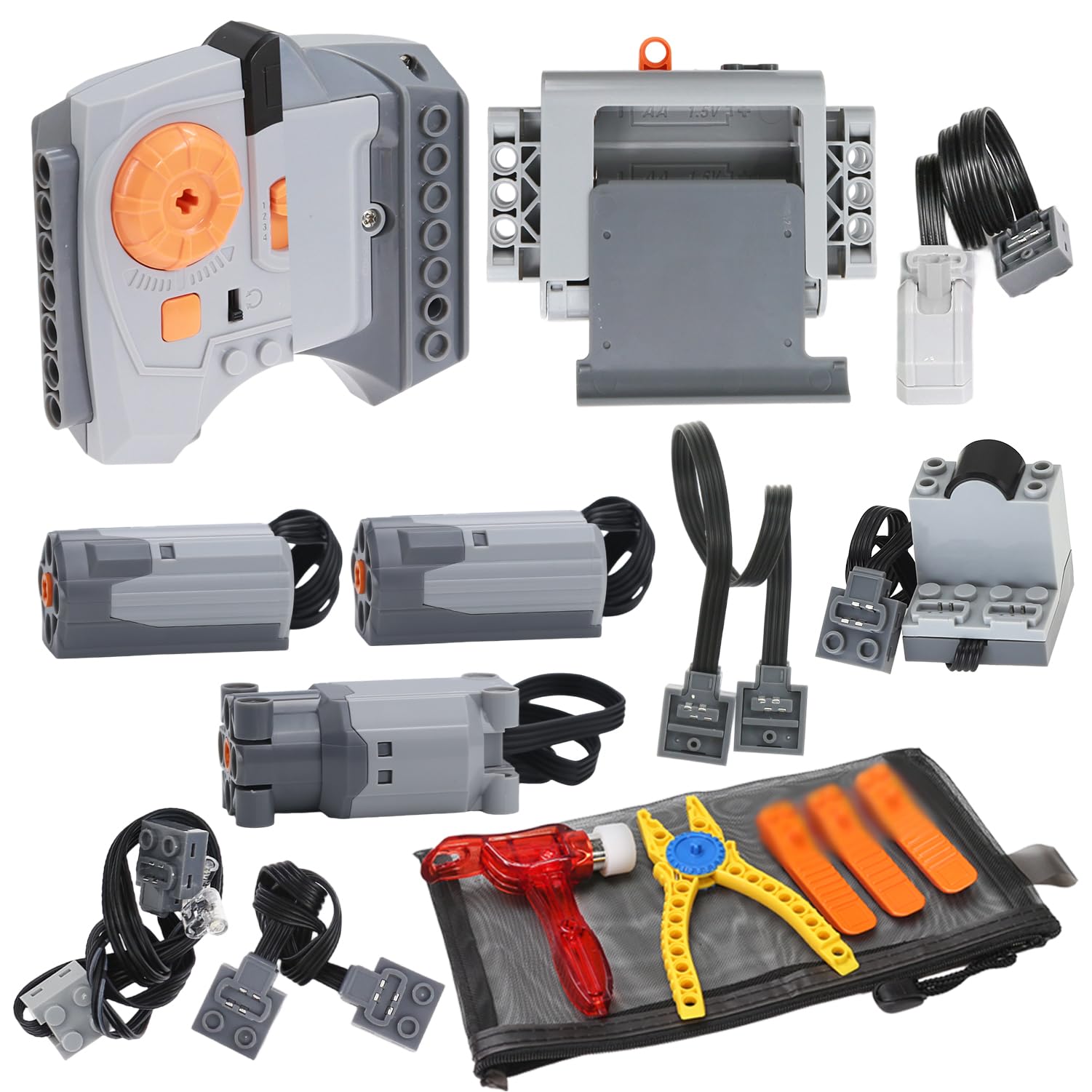 40 Pcs Motor Set Power Functions with Toolkits, Power Motor Kit Technical Parts for STEM Assembled Building Block, Control Function for MOC Bricks