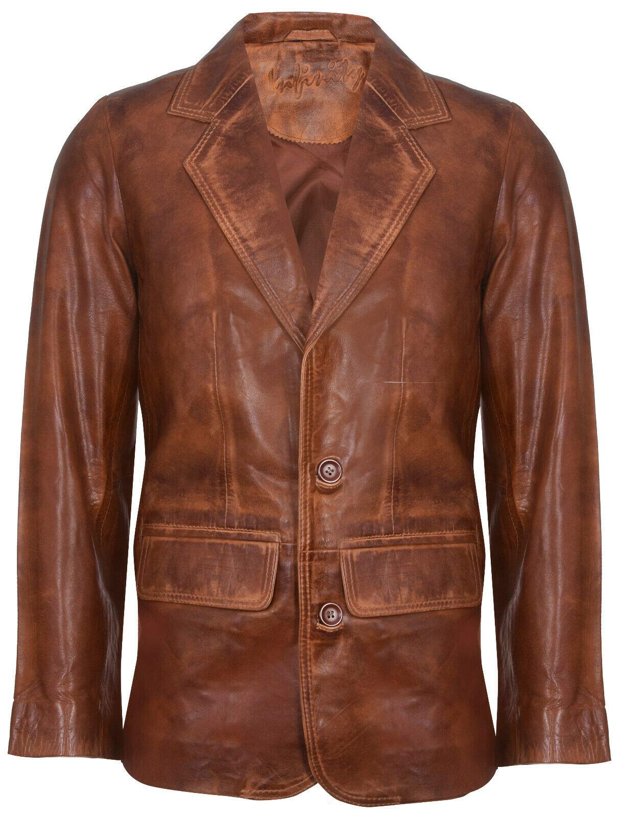 Infinity Leather Men's Tan Genuine Leather Blazer Soft Real Italian Tailored Vintage Jacket Coat 4XL