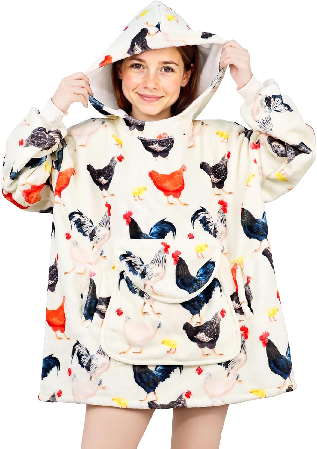 ZHIKU Chicken Wearable Blanket Hoodie Oversized Hoodie Sweatshirt Rooster Chicken Birthday