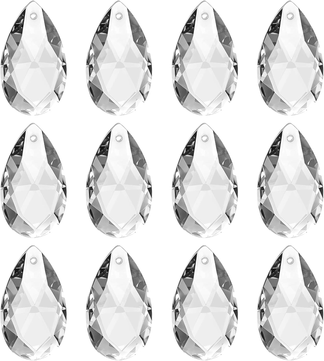 PATIKIL K9 Crystal Pendants Teardrop Beads, 12 Pack 28mm Chandelier Prisms Parts Hanging Beads DIY Lamp for Arts Crafts Decoration, Clear