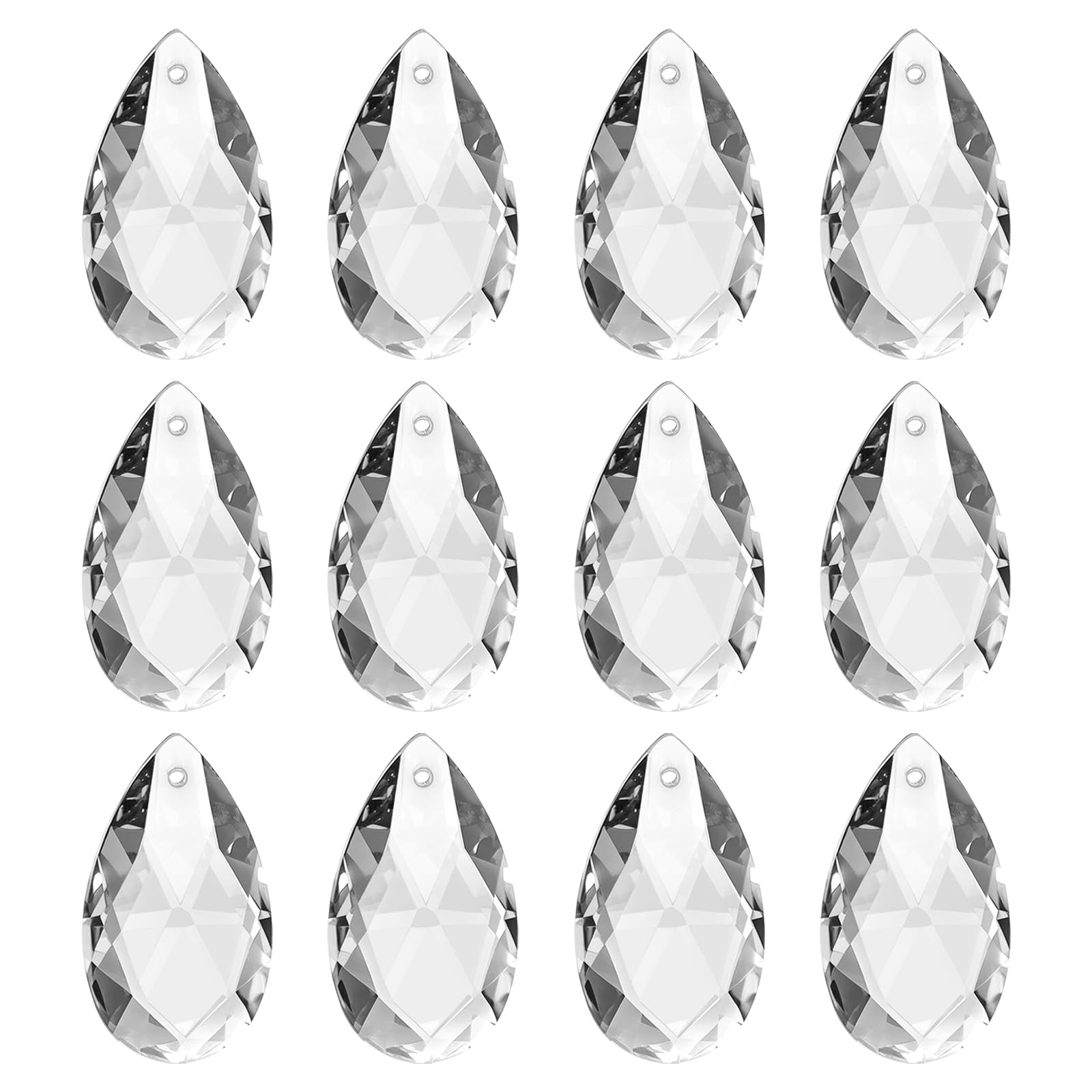PATIKIL K9 Crystal Pendants Teardrop Beads, 12 Pack 28mm Chandelier Prisms Parts Hanging Beads DIY Lamp for Arts Crafts Decoration, Clear