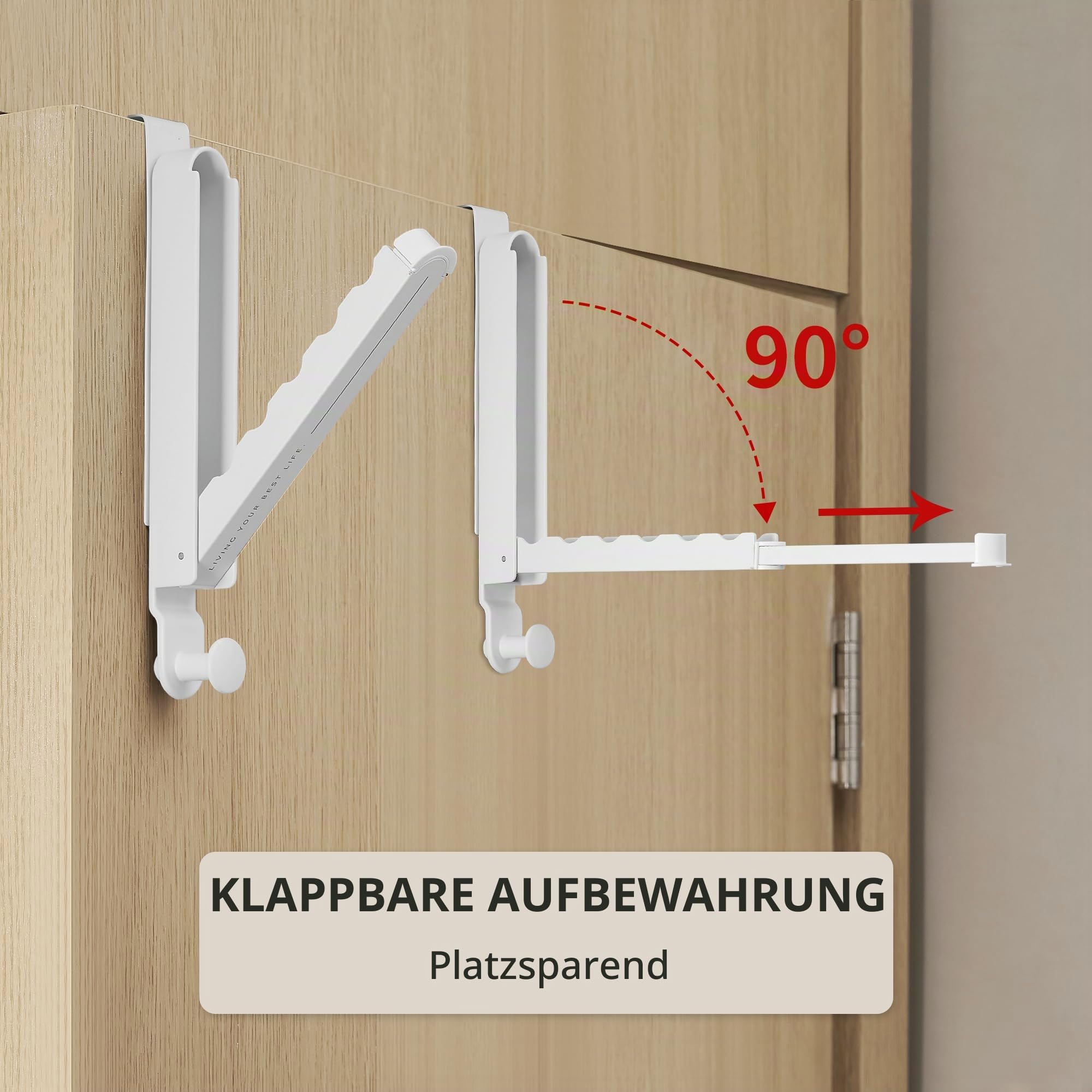 RFOUO Türhaken klappbar für Türen bis 37 mm, 2 Stück Weiß