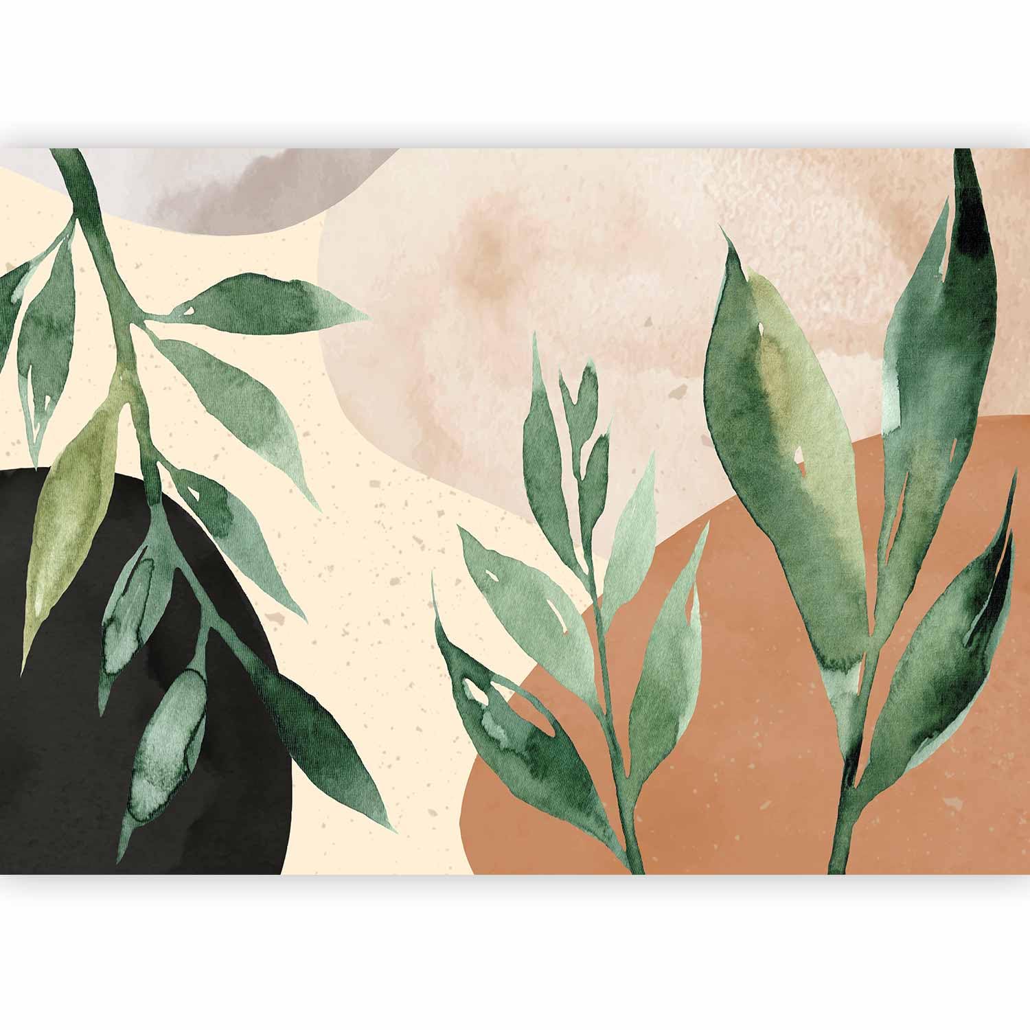 murando Photo Wallpaper Leaves 300x210 cm / 118.1" x 82.7" Non-Woven Premium Art Print Fleece Wall Mural Decoration Poster Picture Design Modern Nature Meadow Botany Like Painted b-A-0885-a-a โ image 1