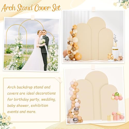 Miniatura 4 de FANPROMS Cubierta de arco de elastano naranja de 6 pies, cubierta de arco de boda, cubierta de arco de tela ajustada, telón de fondo elástico para