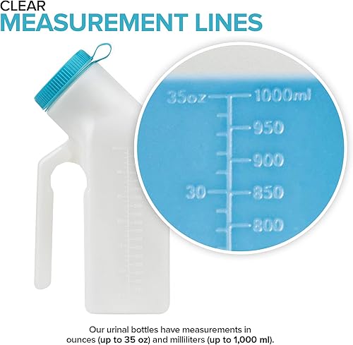 Miniatura 3 de Botella de orina masculina (35 onzas), urinarios portátiles para hombres a prueba de derrames nocturnos, botellas de orina para hombres con tapa de