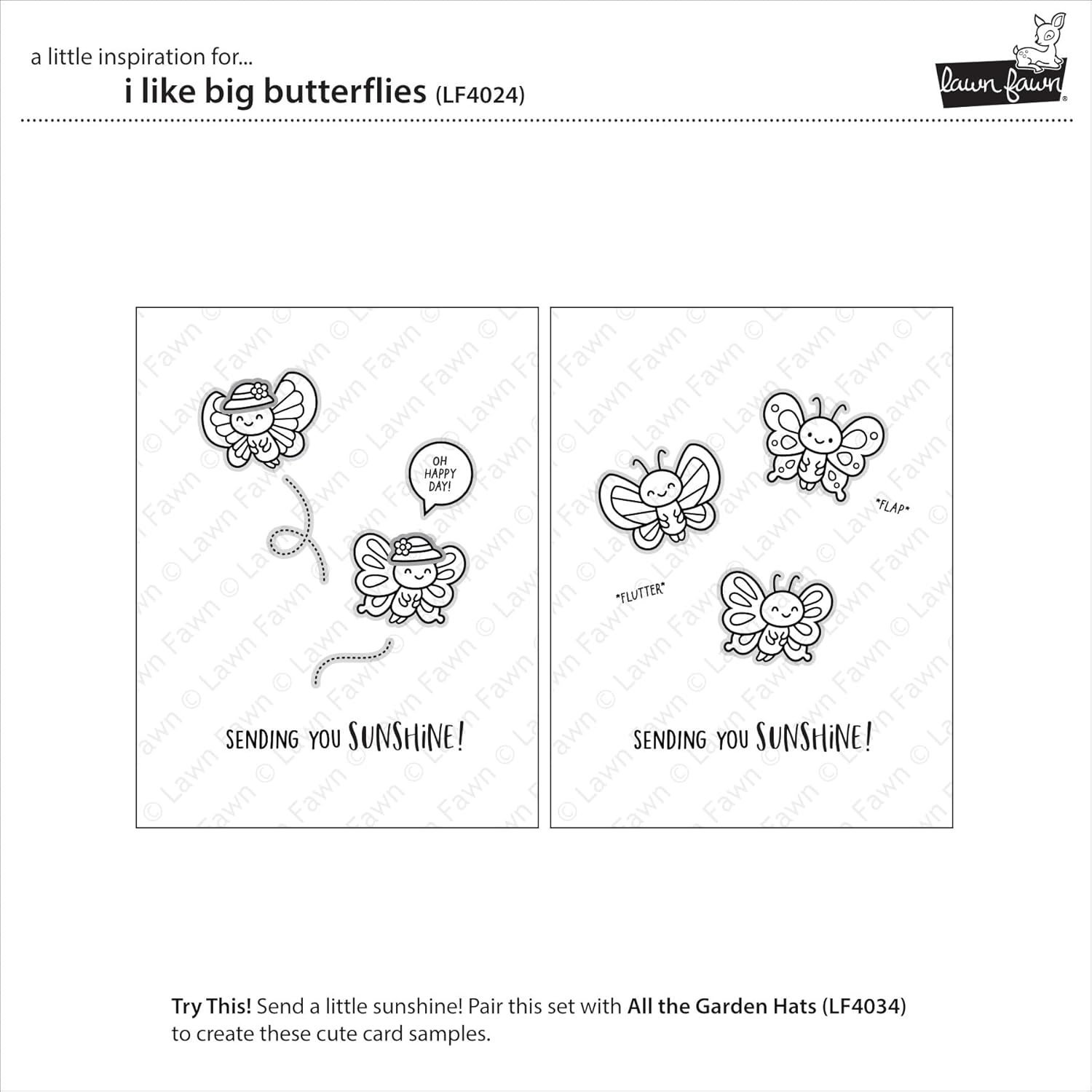 Lawn Fawn I Like Big Butterflies 4"x6" Stamps & Coordinating Dies, Bundle of 2 Items