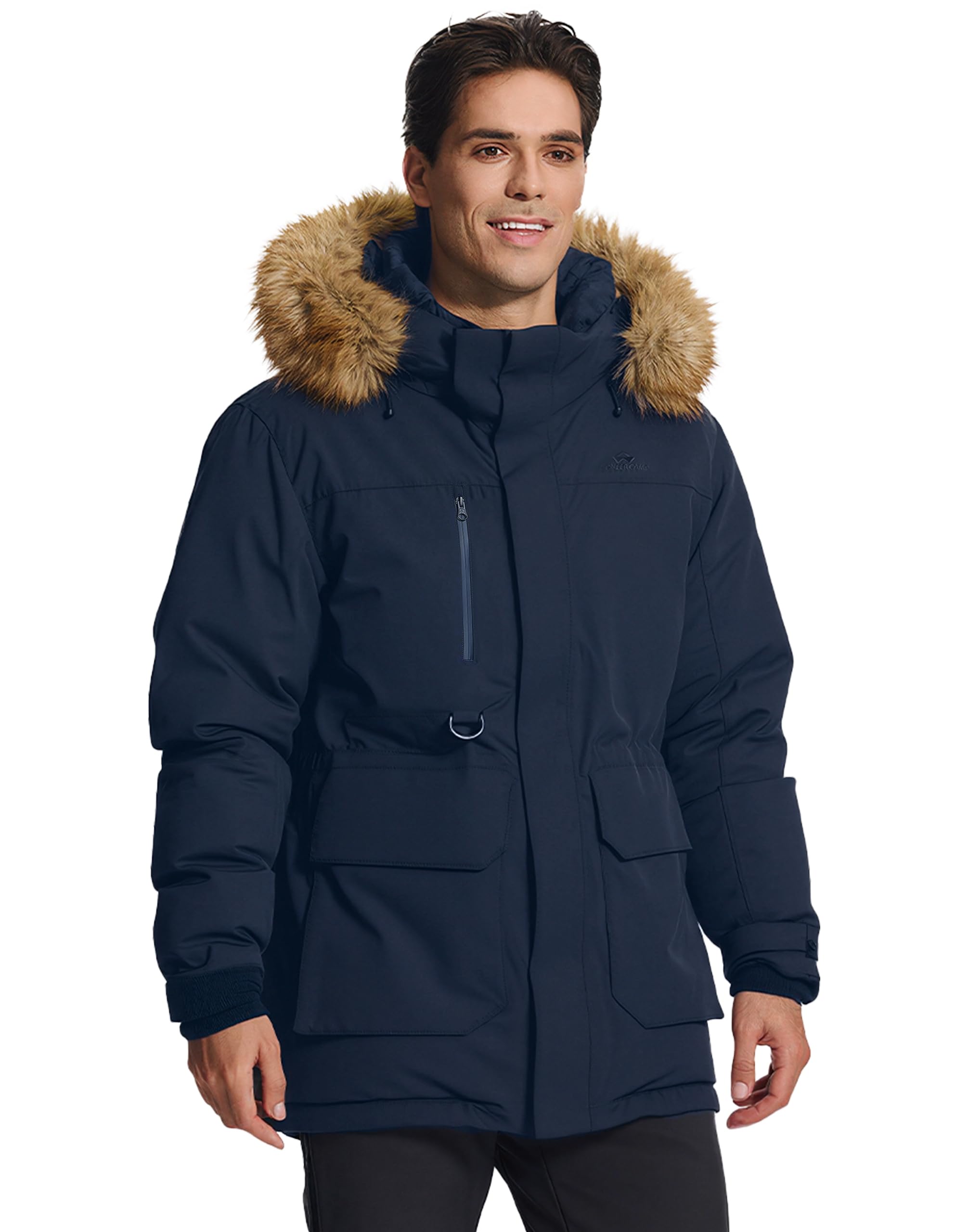 Pioneer Camp Mens Winter Coat Down Parka Jacket Men Heavyweight Thicken Insulated Puffer Jacket with Removable Faux Fur