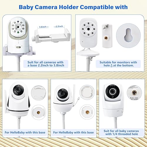 Miniatura 3 de Soporte de monitor de bebé para HelloBaby, Nanit Pro, óptica DXR-8 Pro, Vtech, Momcozy BM01, Owlet, Eufy, Motorola Baby Camera, soporte universal