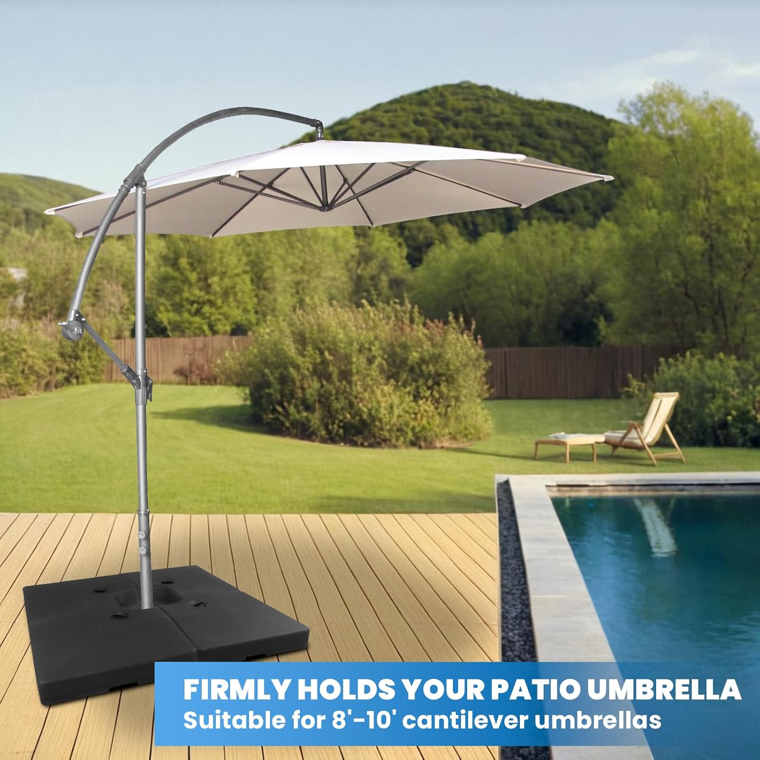 317 Lbs Offset Patio Wheels Cantilever Umbrella Base, 4 Piece Cantilever Set, Umbrella Stand Outdoor Base Stand Filled with 282 Lbs Water or 318 Lbs Sand, Each Piece Base 41x 41 Inch (356 LBS)