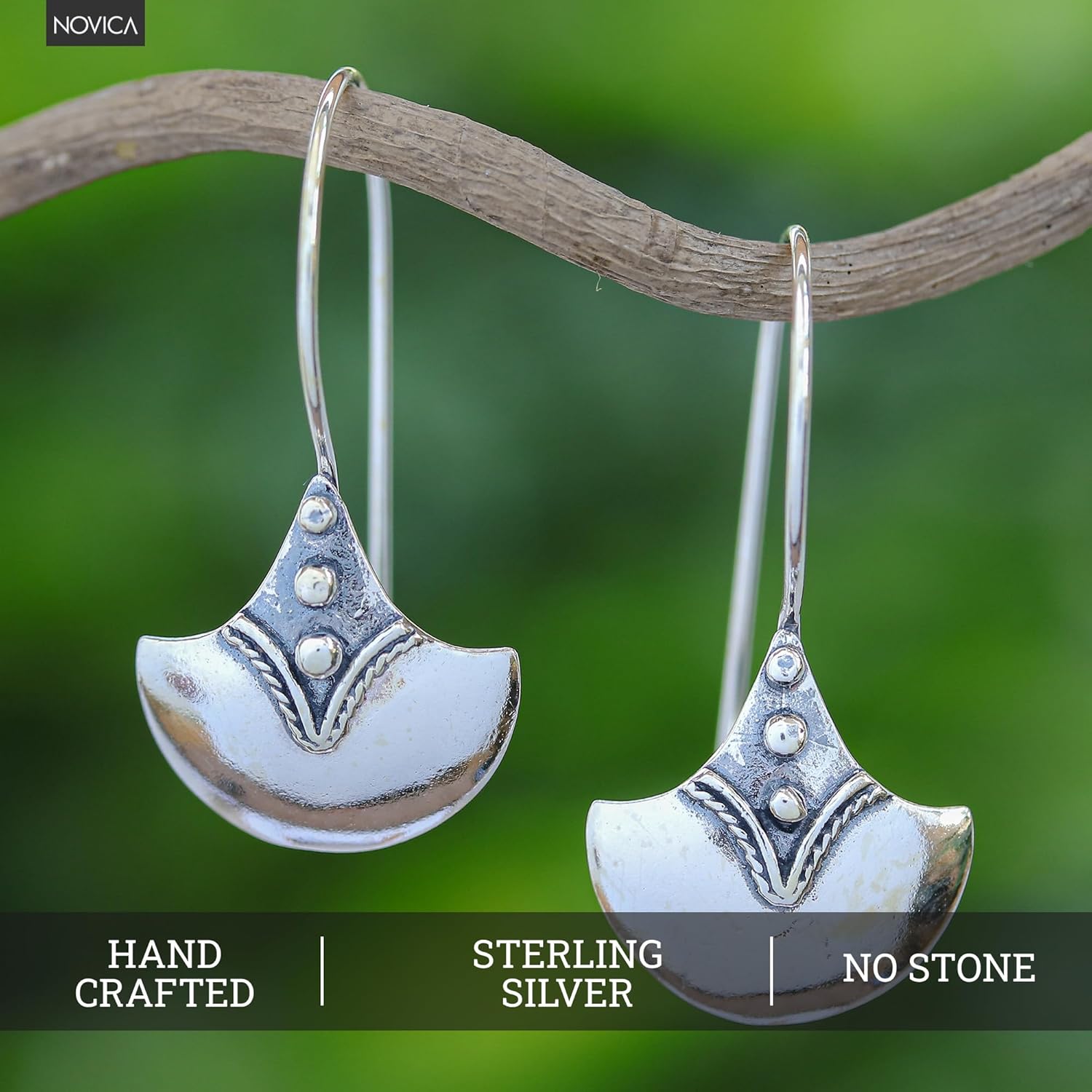 NOVICA Artisan Handmade Sterling Silver Drop Earrings Unique Thailand Bohemian [1.2 in L x 0.6 in W] ' Modern Romantic' - Image 2