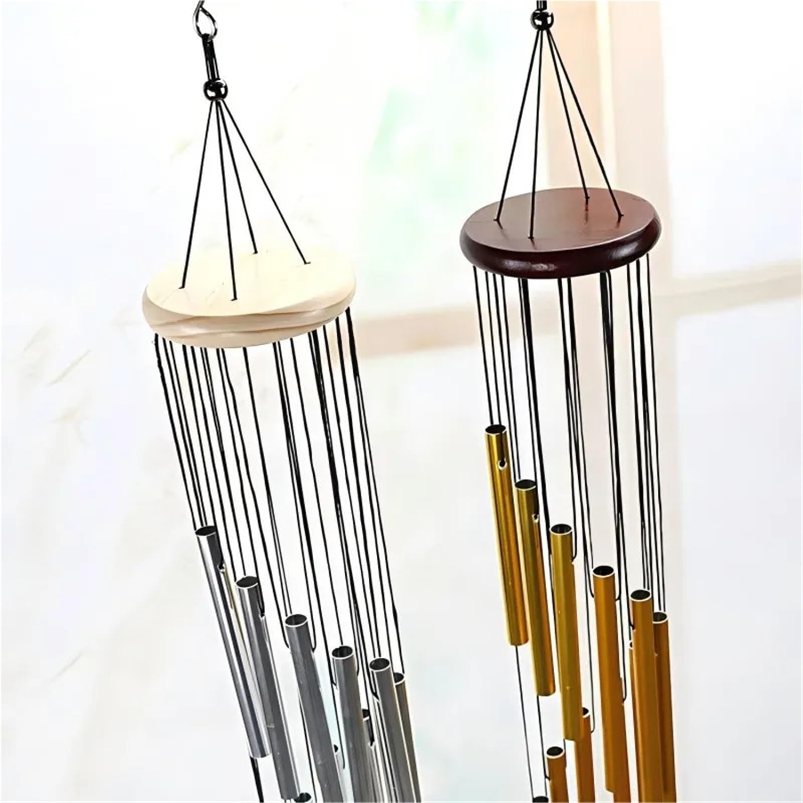 Windspiel Musikalisches Windspiel, 12 Röhren, Pfeifen-Windspiel, Glocken, Dekor, Gold/Silber, for Wohnzimmer, Schlafzimmer, Esszimmer, Café, Windspiel-Röhren(Gold)