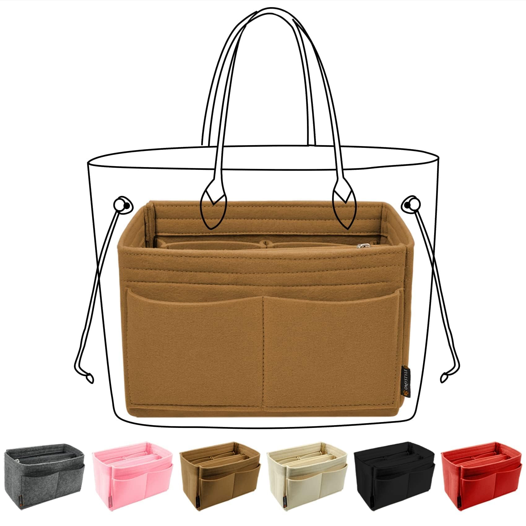 Purse Organizer Insert, Felt Tote Bag Organizer Insert with 6 Size