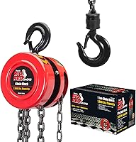 BIG RED TR9010-3 1 Ton Manual Hand Chain Hoist, 2000 lb Capacity, 8ft Lift with Heavy Duty Hooks for Warehouse & Garage