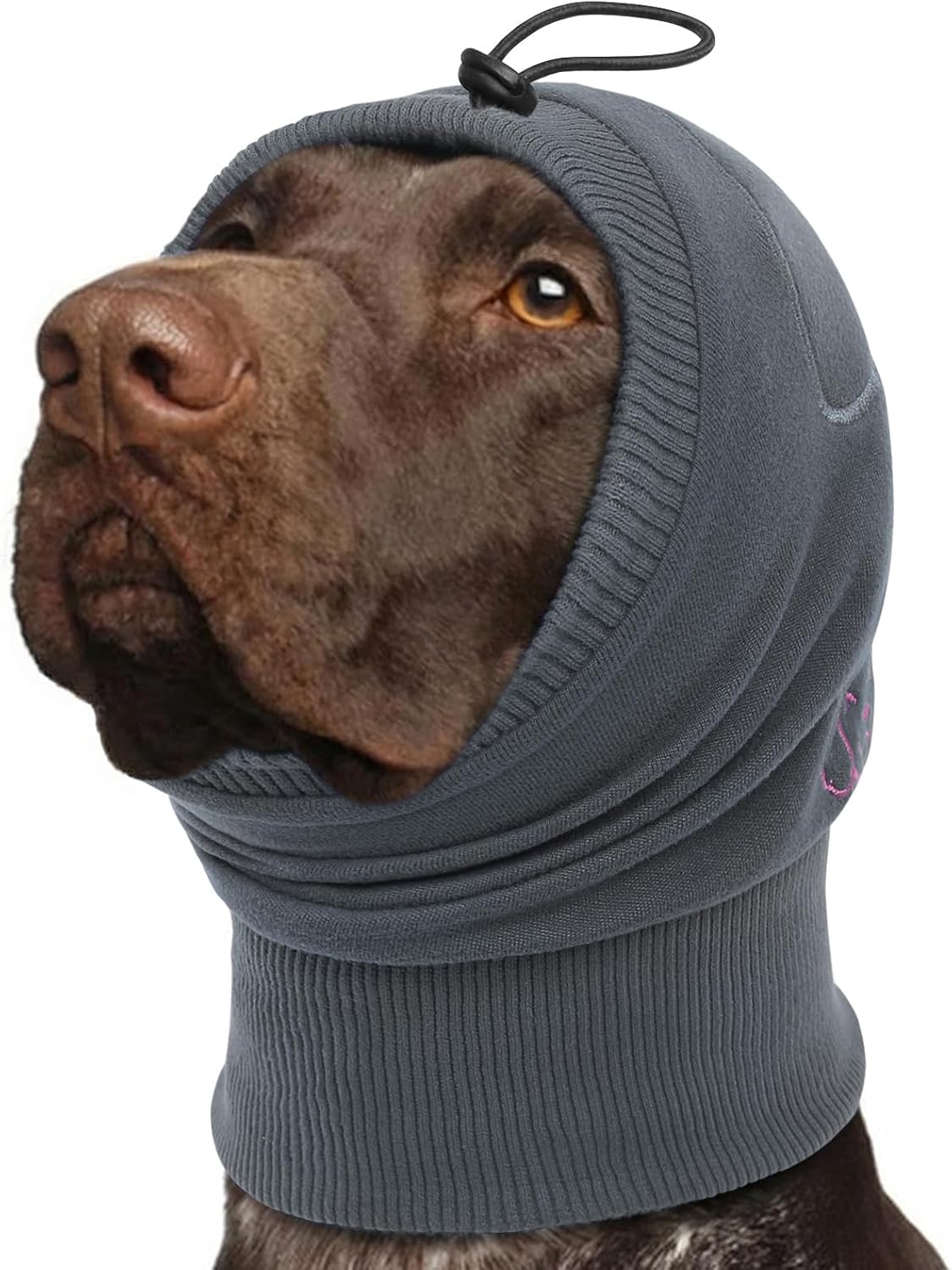 No Shake Ear Wraps for Dogs, Adjustable Dog Ear Cover with SoundProof Pads, Anxiety Relief Pet Ear Muffs Noise Protection Dog Calming Hoodie for Hematoma, Grooming, Fireworks, Thunder, Grey L
