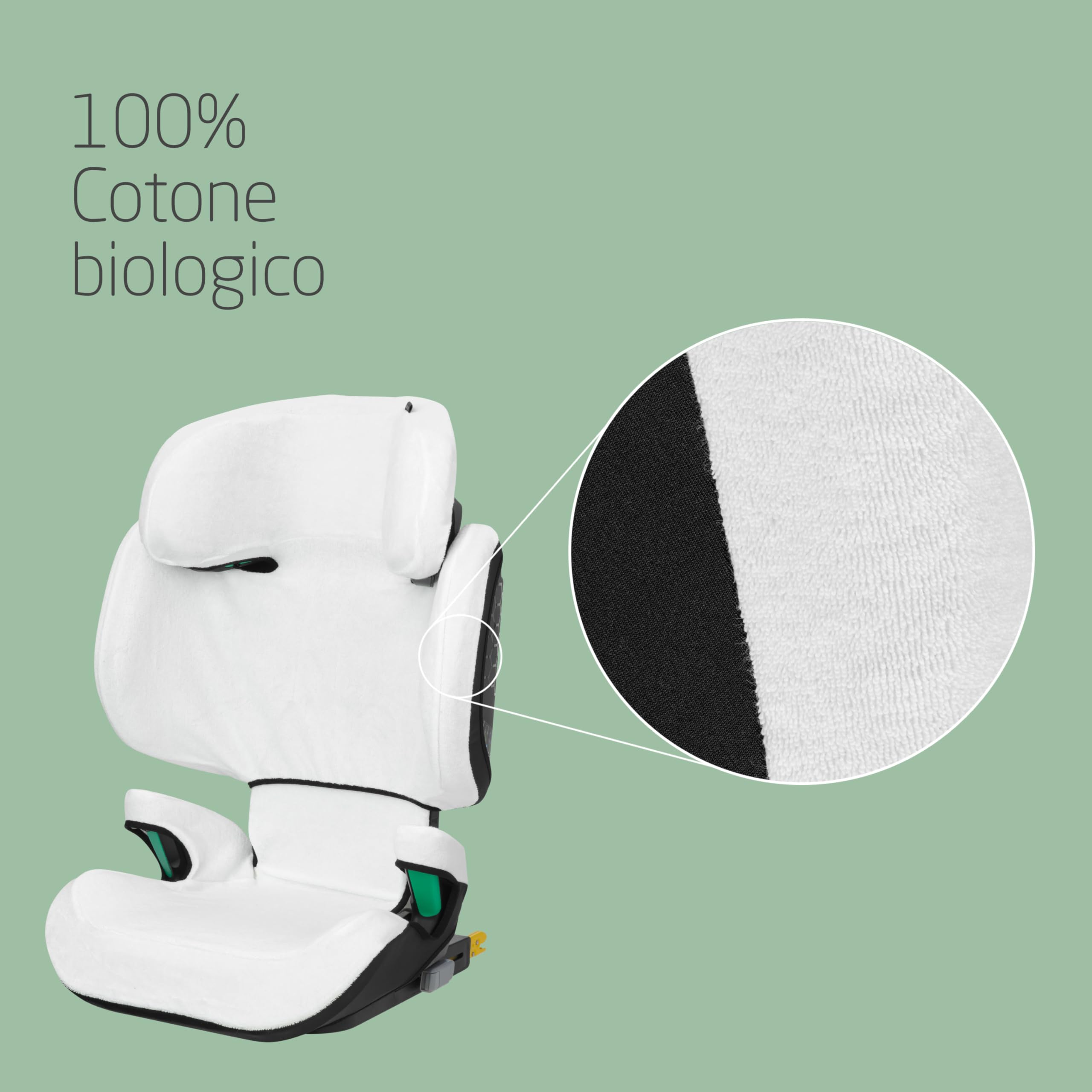 Maxi-Cosi Rivestimento Seggiolino Auto in Cotone Organico per RodiFix M i-Size/RodiFix R i-Size, Copri Seggiolino per Bambini, Morbido e Traspirante, Lavabile in Lavatrice, Natural White