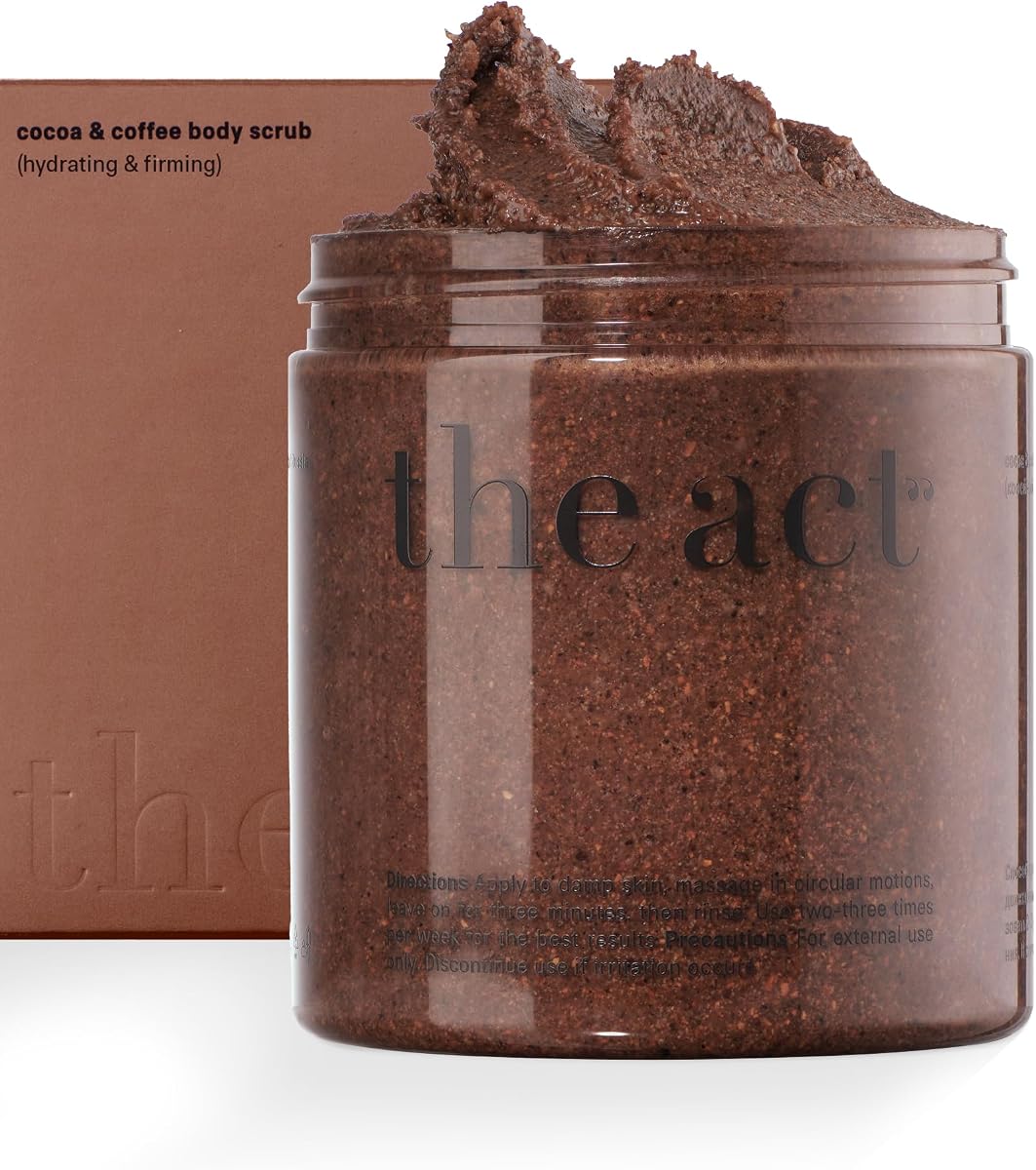 Coffee Body Scrub with Salt & Cocoa – Exfoliating Scrub for Cellulite, Stretch Marks, Ingrown Hair – Organic Moisturizing Body Scrub with Vitamin E & Menthol – Gift for Women & Men, 10.58 Oz